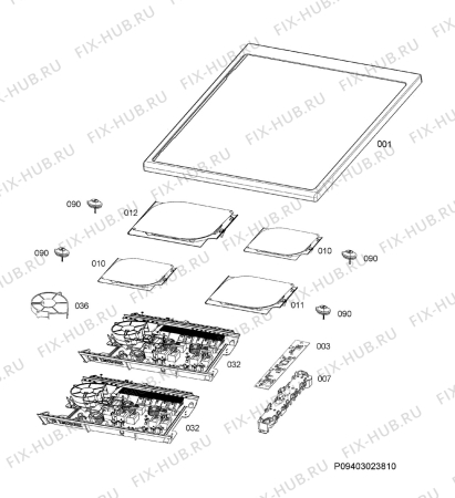 Взрыв-схема плиты (духовки) Electrolux EKI54950OX - Схема узла Hob